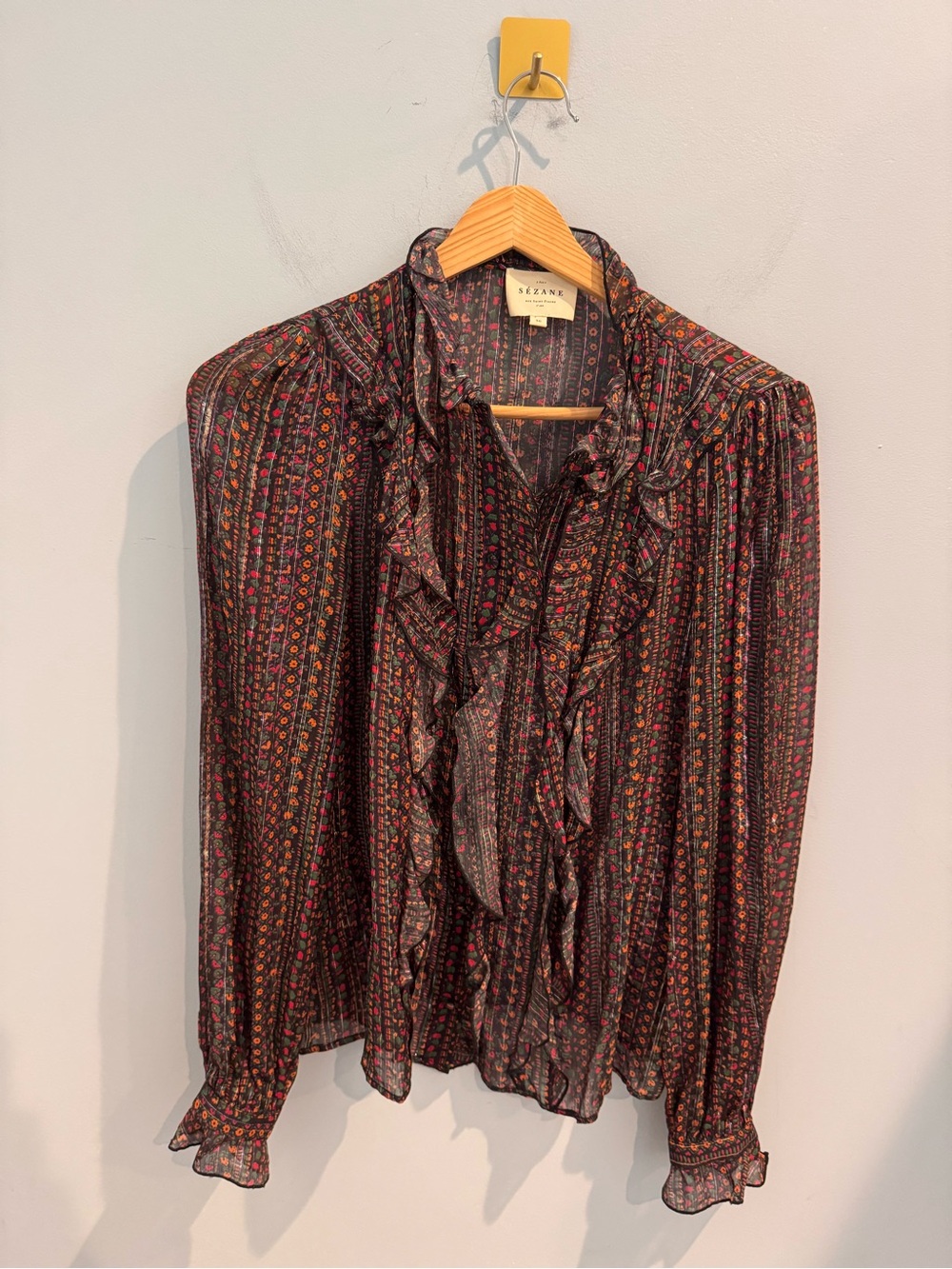 NEW Sezane Celine Button Front Floral Blouse, Size 36/US 4 - Picture 6 of 14
